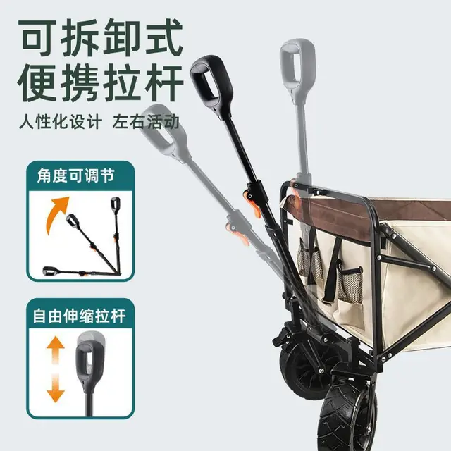 Kültéri Terepjáró Kemping Összecsukható Pushcart, Pótkocsi Kocsi, Horgászasztal, Kempingkocsi - Image 3