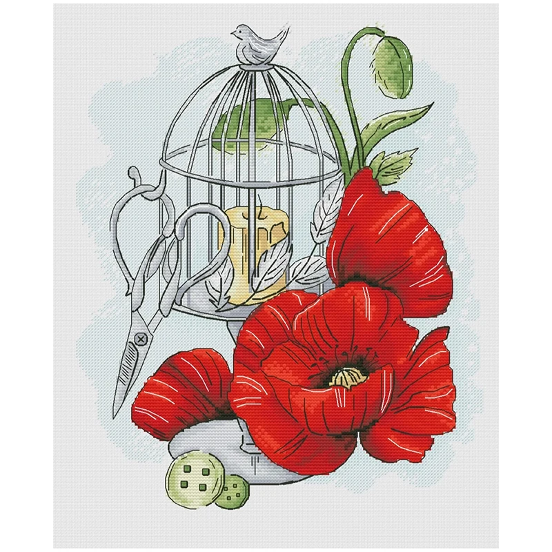 

Poppy and Handmade Tools Patterns Counted Cross Stitch DIY 11CT 14CT 16CT 18CT DIY Cross Stitch Kits Embroidery Needlework Sets