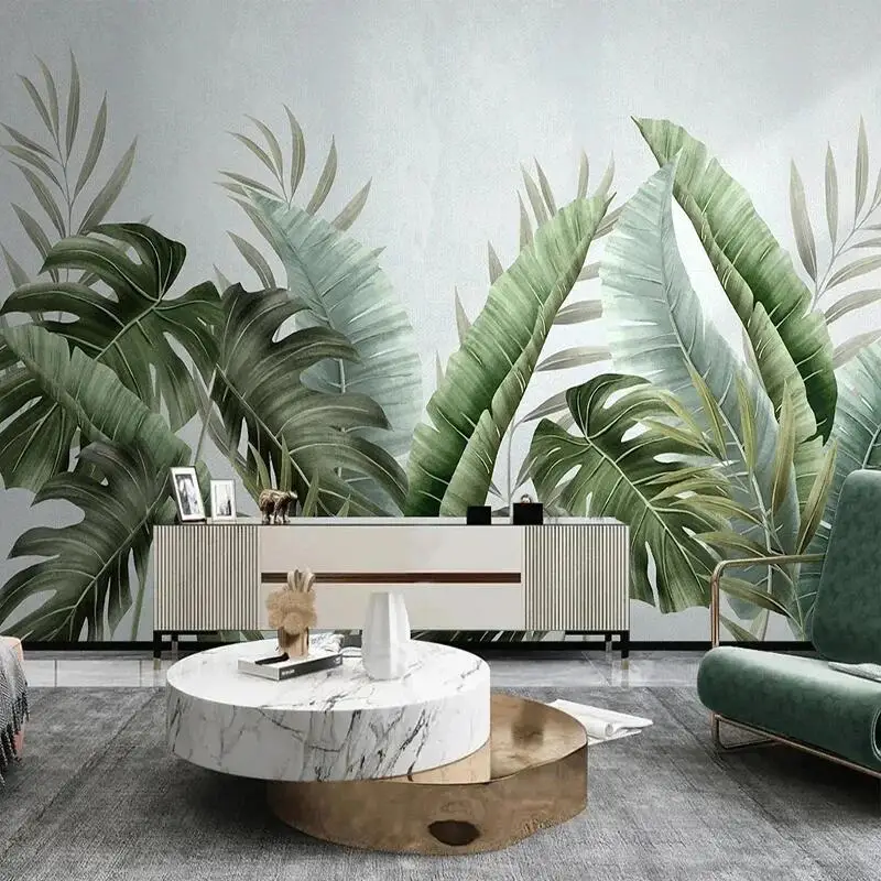 

Custom Any Size Mural Wallpaper Nordic Pastoral Plant Leaves Photo Wall Painting Living Room TV Sofa Bedroom Wedding House Decor