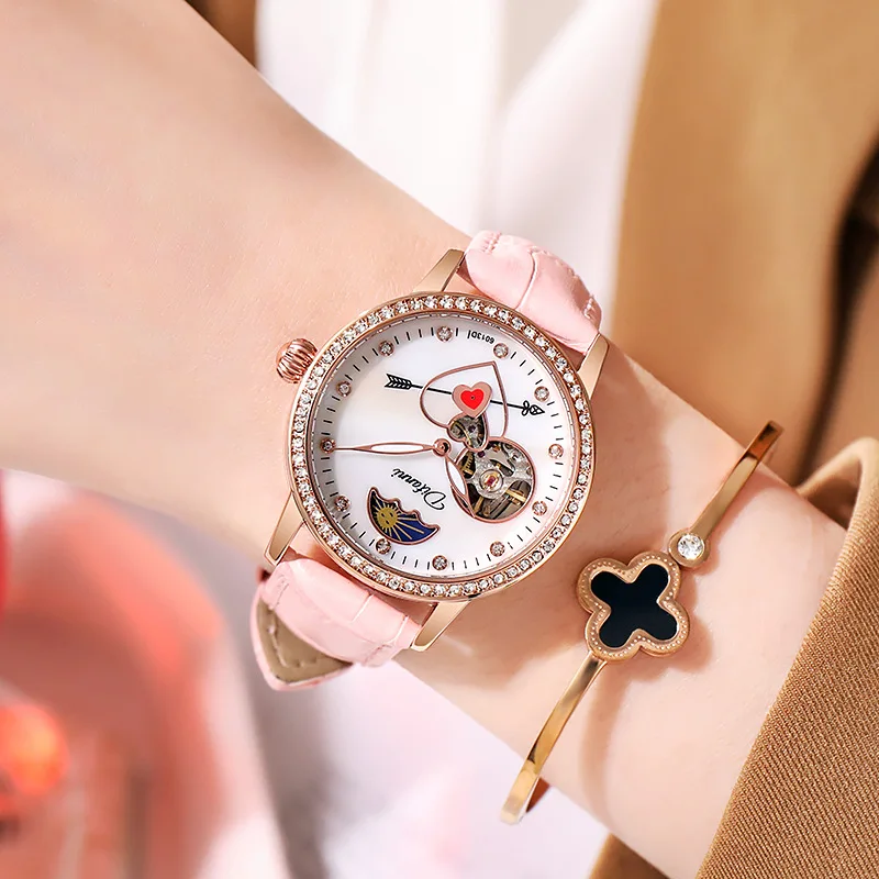 Ladies New Watches Luxury Brand Automatic Mechanical Crystal Diamond Wristwatch Women Waterproof Fashion Casual Luminous Clock