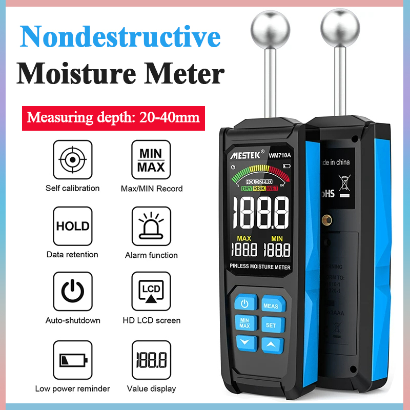 Digital Wood Moisture Meter Non-contact Hygrometer Timber Damp Detector LCD Screen Wall Floor Humidity Tester Moisture Detector