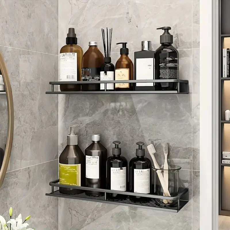 Storage rack bathroom shelf rack bathroom storage rack wall shelf organizer wall shelf space aluminum bathroom rack wall-mounted shower rack bathroom hanging plate accessories