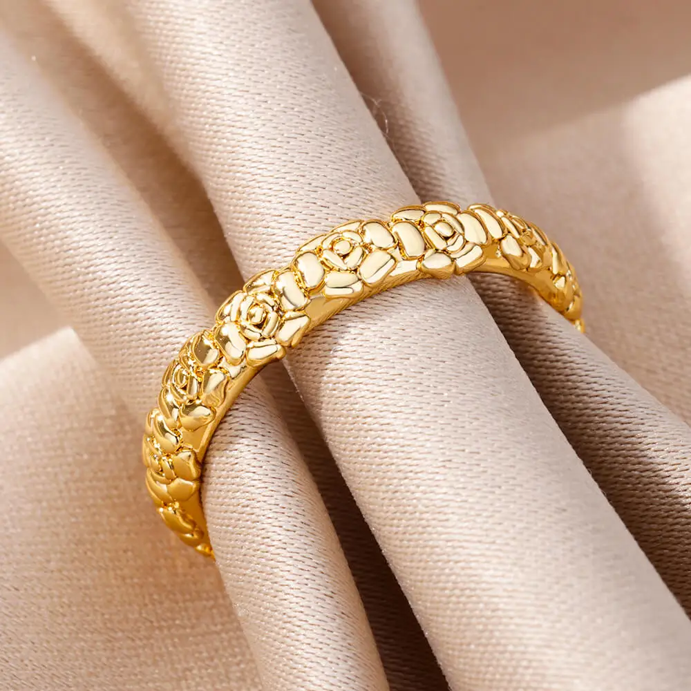 Jewelry Stainless Steel Gold Color Ring 2025 Trending Wedding