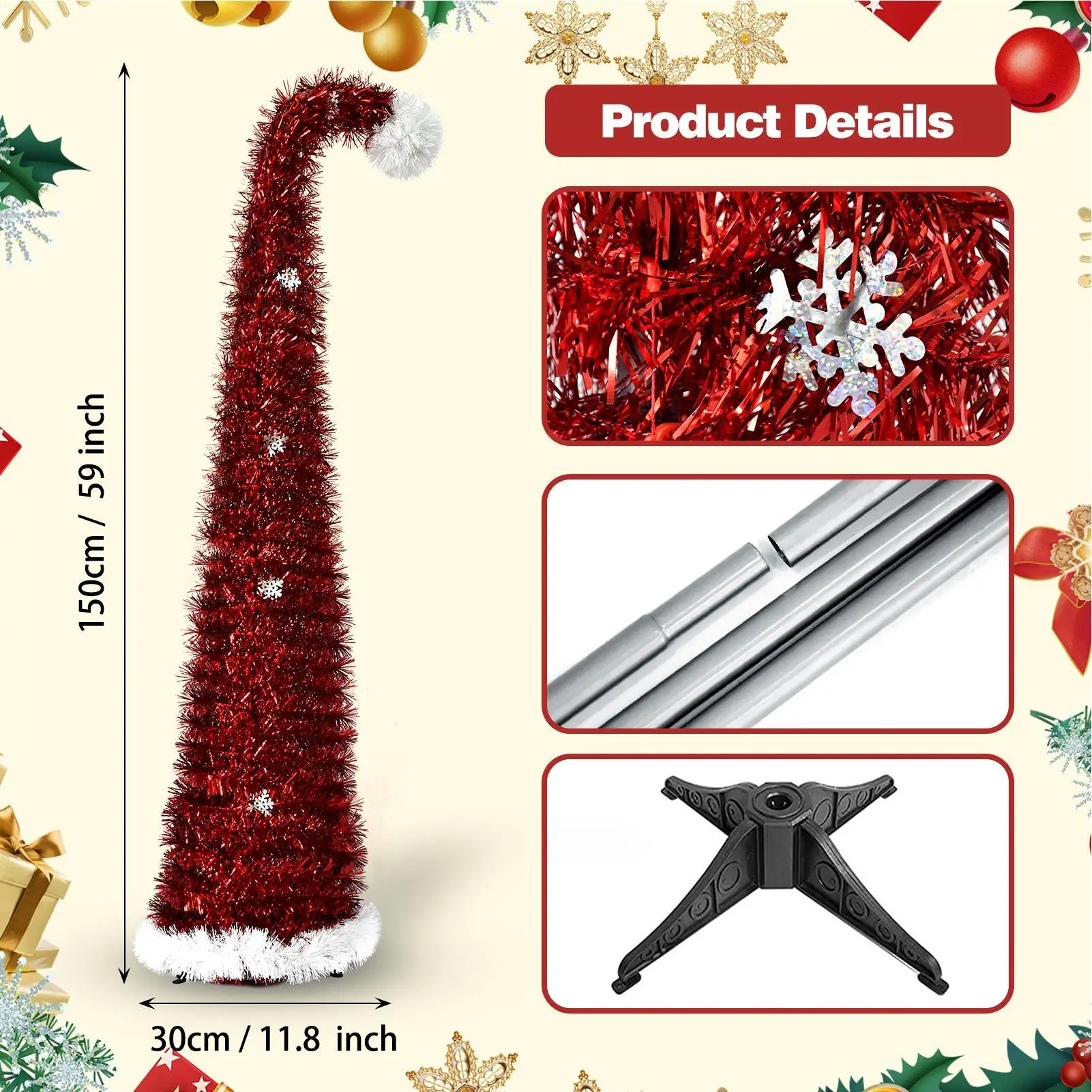 Artificial Christmas Tree 4.92 Ft Retractable Spiral Mini Tabletop Ornament Christmas Tree Table Top For Carnival Party