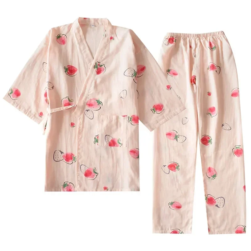 

Газовая женская пижама с принтом одежда для сна для беременных двухслойная одежда для отдыха летняя Пижама хлопковый комплект домашняя одежда