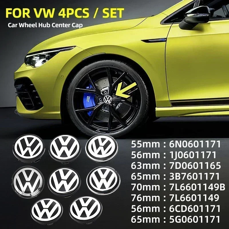 폭스바겐 VW 4개 56/65/66mm 자동차 휠 센터 허브 캡 커버 교체 액세서리 (폭스바겐 VW R GTI 골프 5 7 캐디 용)