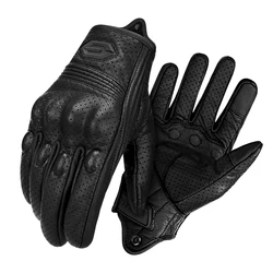 Premium Leather Winter Motorcycle Gloves - Unisex, Anti - Fall, Touch Screen Compatible - XXL (SU06 - 2 Black)
