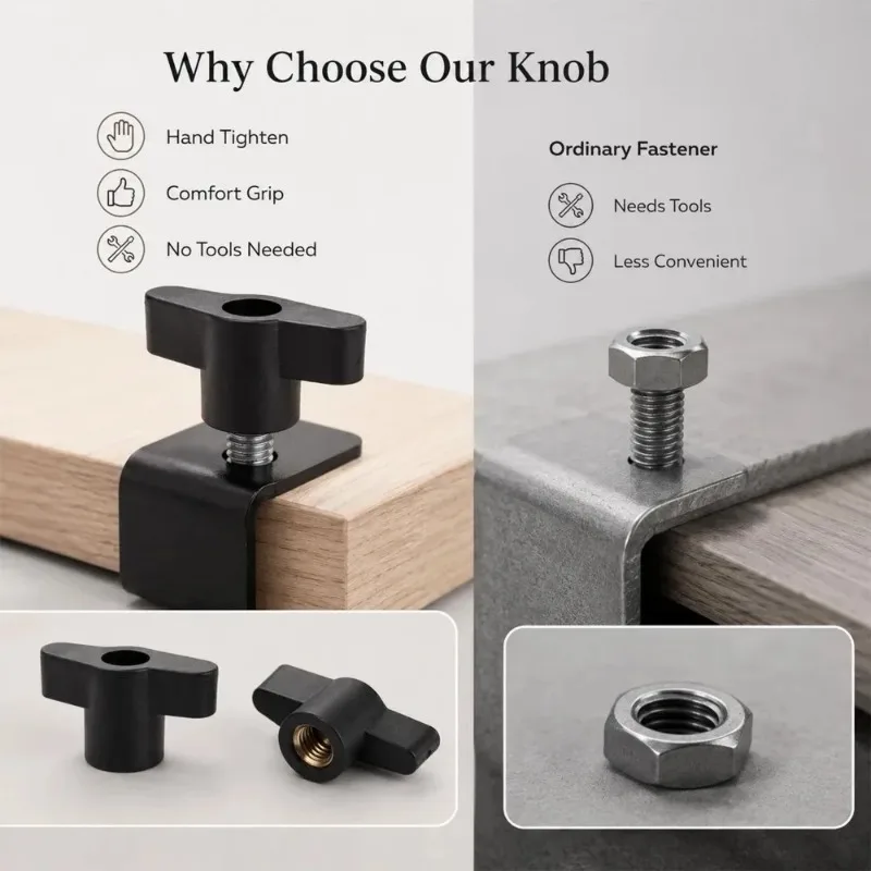 Z Shape Thumb Screw Knob with ABS Plastic Handle and Brass Core Insert - Tool-Free Fastener