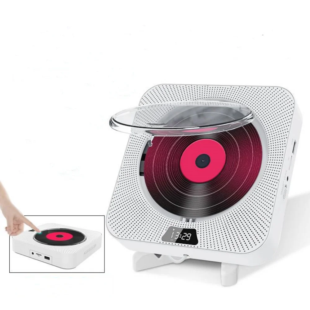 Portable CD Player Bluetooth Speaker Stereo CD Players LED Screen Wall Mountable CD Music Player with 3.5mm Headphones Jack