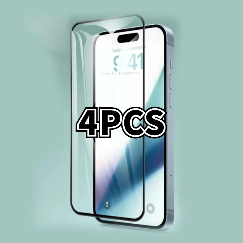 

Прозрачное закаленное стекло HD 4 шт. для IPhone 15 Pro Max 14 13 12 11 Pro Max Mini, Защита экрана для iPhone 7 8Plus XR XS Max, стекло