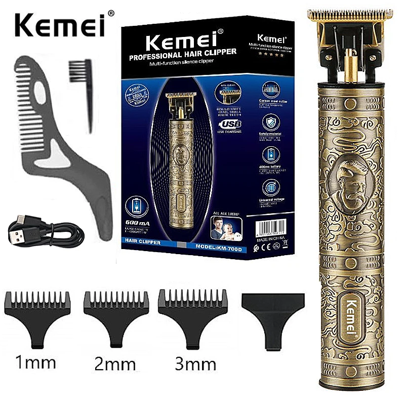 

Kemei KM-700D Professional Hair Clipper Barber Hair Trimmer for Men Retro Buddha Cordless Edge Electric Hair Cutting Machine