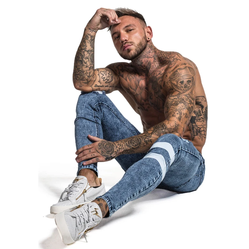 GINGTTO Slim Fit Jeans Men Blue Denim Pants Male Hip Hop Mens Trousers Clothing Stretch High Waist Fashion Jean Hot Sale zm49