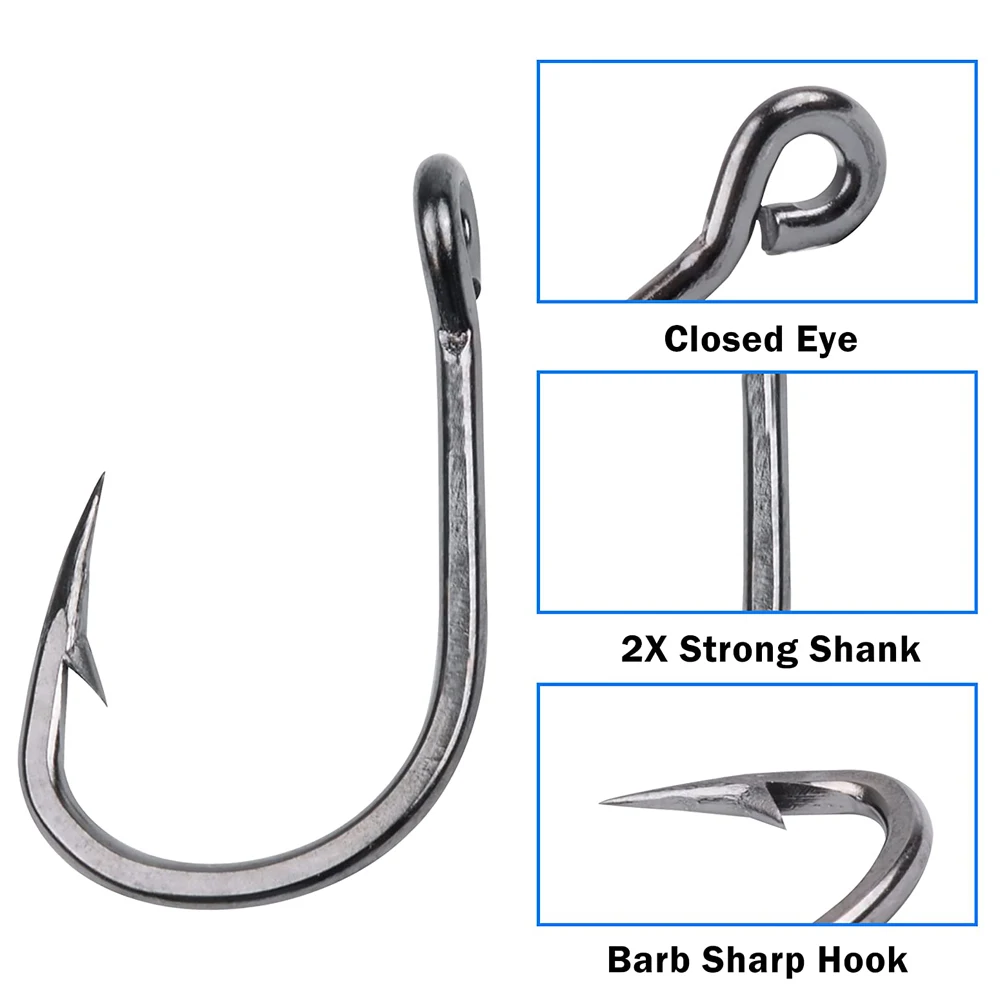 MUSTAD HOOKS Double O'Shaughnessy Hook, Stainless Steel, 2X Strong