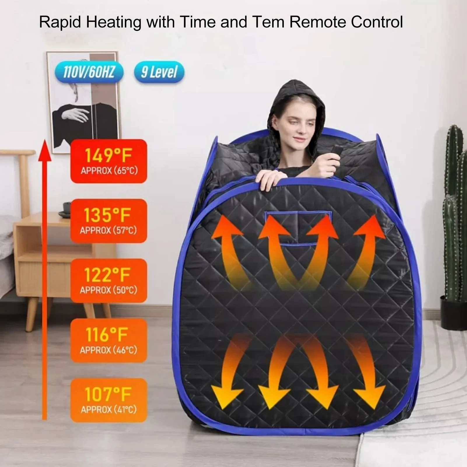 Portable Steam Sauna Tent Full Size Personal Steam Sauna Personal Home Spa with Remote Control 3