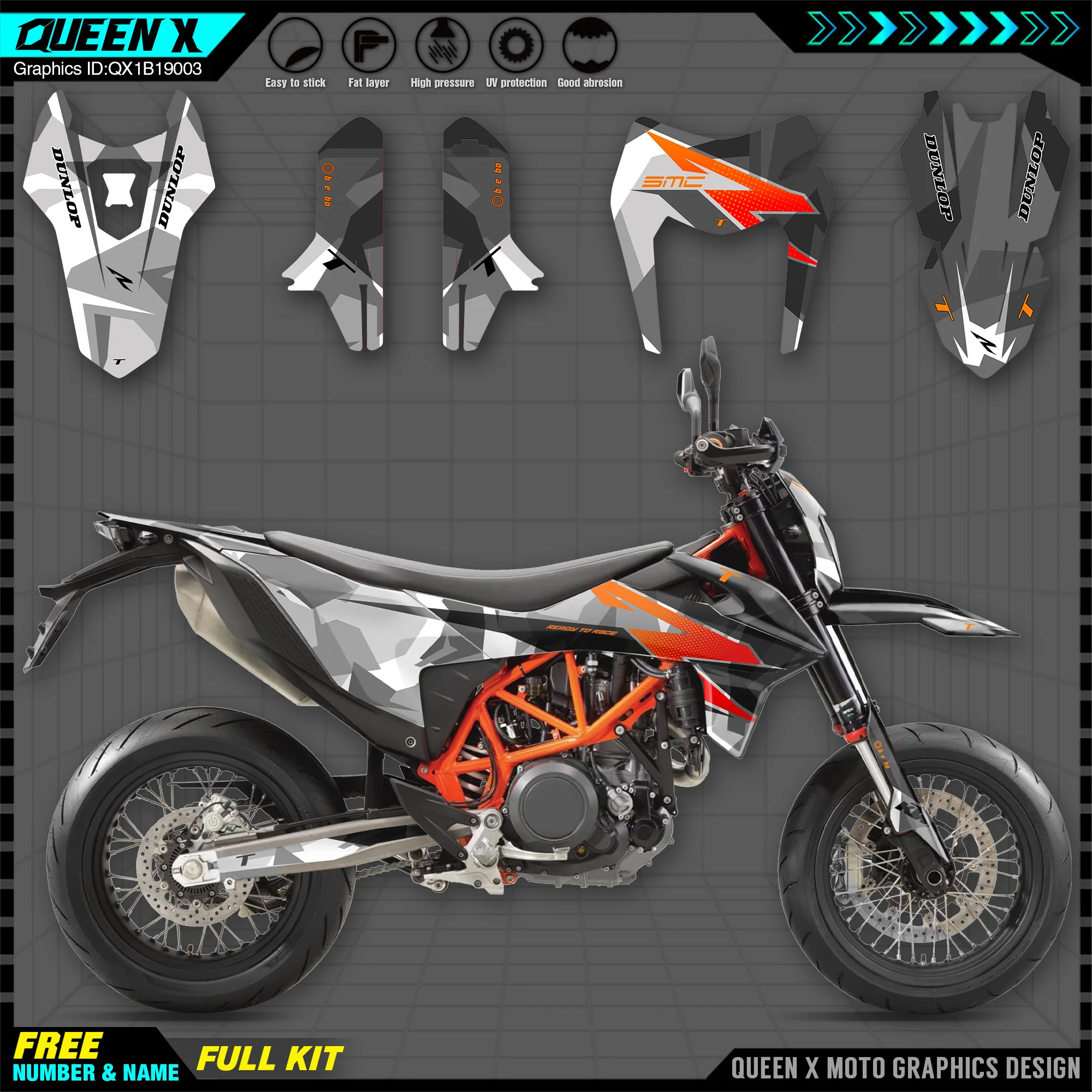 

SMC R 690 SMC690 2019-2021 Queen X Motor Team Background Decals for KTM SMC-R SMCR 690 2019 2020 2021 Graphics Stickers Kit