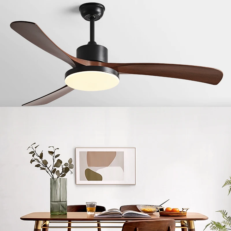 46 Inch Modern DC Ceiling Fan Light Led Lamp Remot Control Black Plastic Leaves Fans Home 110-220V Restaurant lights