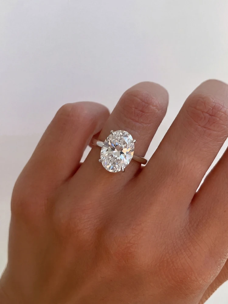 925 Sterling Silver Shiny Gorgeous 1-8CT Oval Zircon Ring For Women Engagement Wedding Luxury High Quality Fine Jewelry Image 3