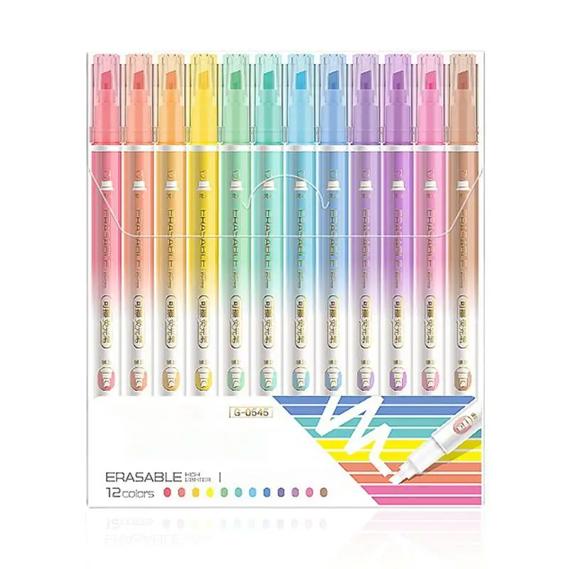 

Erasable Highlighters Aesthetic Pastel Colors Highlighter Set 12Pcs Smooth Writing Highlighter Pens Set Liquid Marker Pens