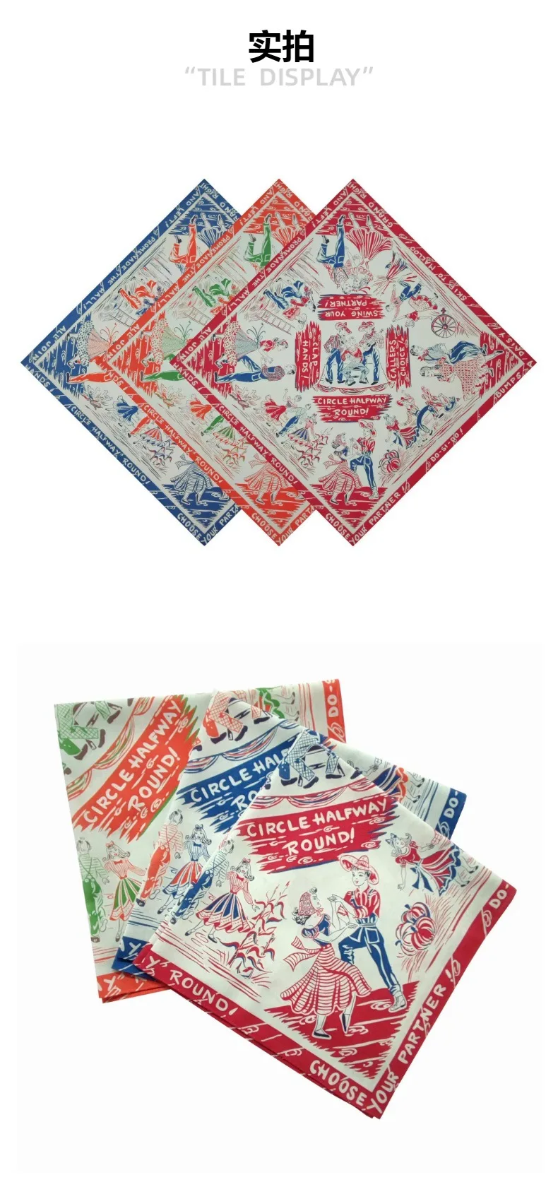 55x55 Reiner Baumwoll-Schal im amerikanischen Retro-Vintage-Stil, bedruckt, quadratisch, Amis Khaki, Hip-Hop-Streetdance-Kopftuch, Gesichtstuch – Detail 6