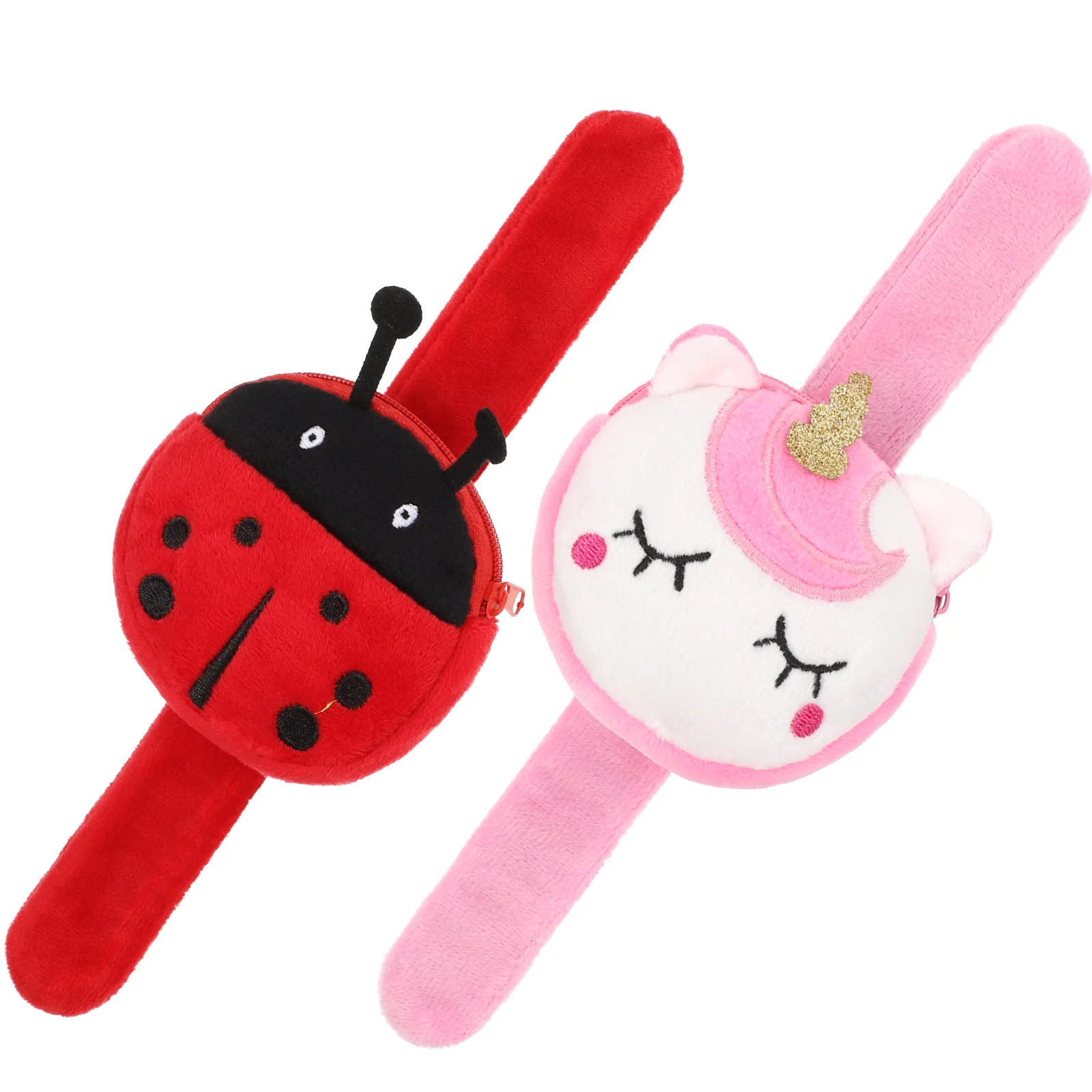 

2 Pcs Ring Coin Purse Slap Bracelet Stuffed Animal Children’s Toys Snap Bracelets for Kids Cloth Lovers Christmas Sto