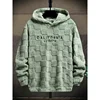 Men's Letter Embroidery Textured Drop Shoulder Fuzzy Hoodie, Regular Fit Casual Fashion Fall Streetwear Long Sleeve Hooded Sweat 4