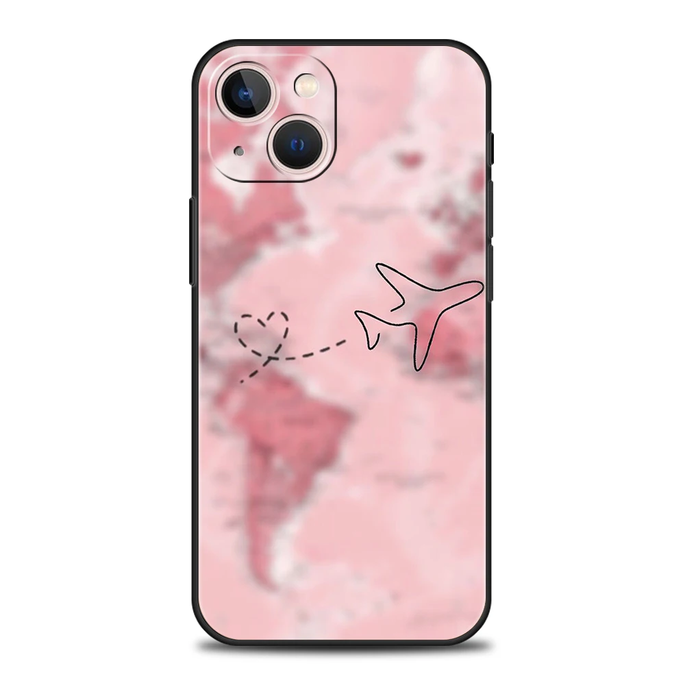 Weiche TPU-Handyhülle für iPhone 16/15/14/13/12/Pro/Max/16E/11/Pro/7/8/Plus/XS/Max, stoßfeste Hülle, reiseinspirierte Flugzeugroute – Detail 7