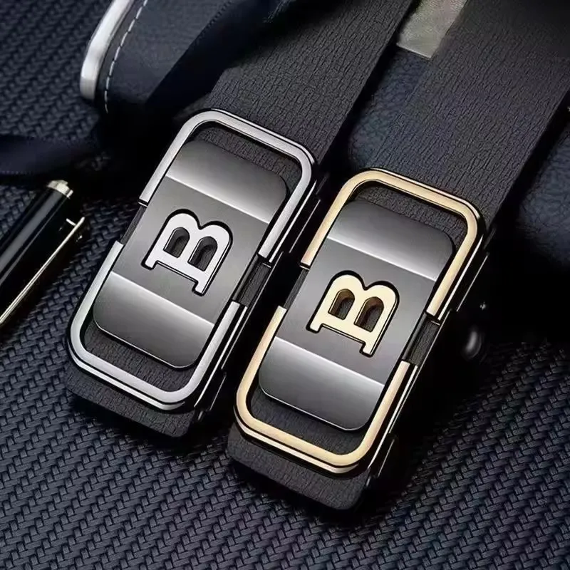 Fashion Business Men'S Belt Genuine Luxury Brand Belt Metal Buckle Belt High-Quality PU Leather Soft Belt With Cargo Pants Jeans