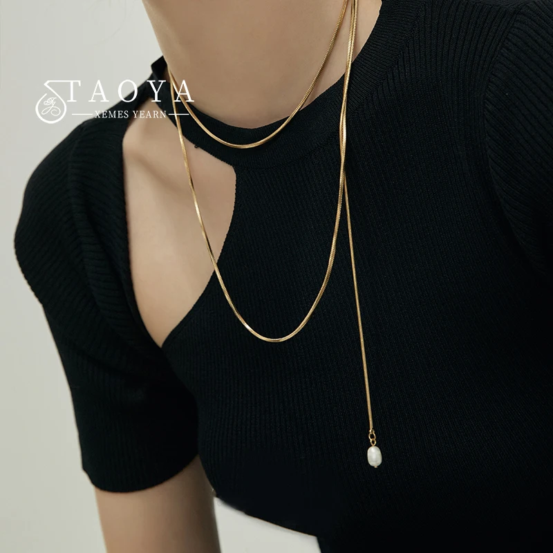 Simple Design Multi Wearing Method Super Long Stainless steel Necklace 2023 New Jewelry For Women's Sweater Chain and Bone Chain