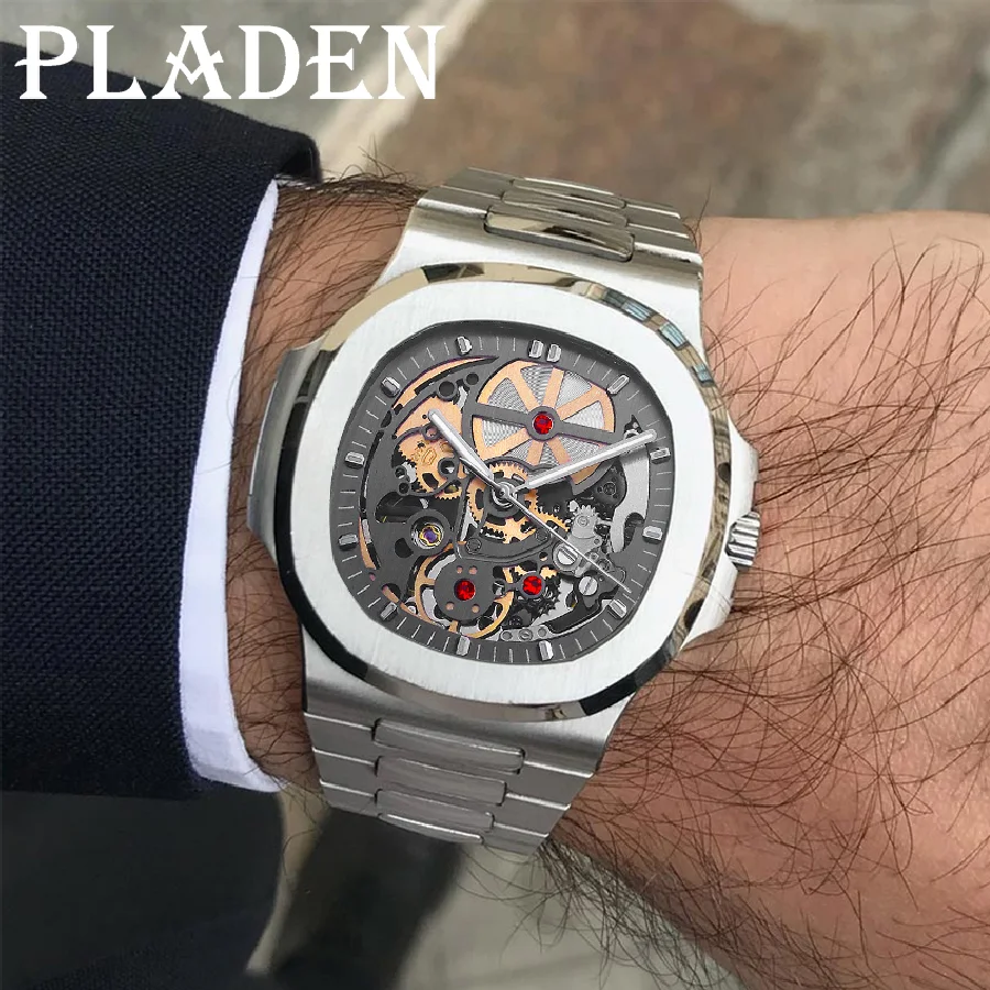

Hollow out Automatic Watches for Men Limited Edition Mechanical Watches Waterproof Fashion Fully Steel Luminous Men's Wristwatch