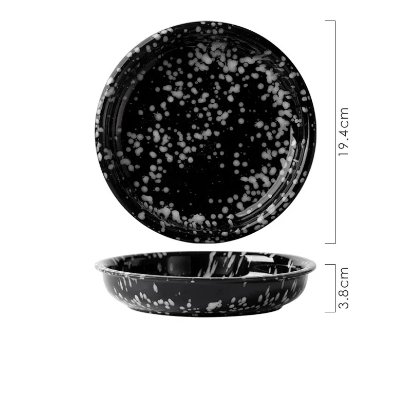 Ceramic Plate Set Splashing Ink Decor Breakfast Bread Plates