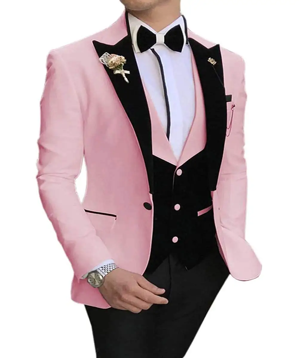 

Children's Suits Pink Single-breasted Vintage Suit Wedding Tuxedo Groom's Suit Vest Blazer Pants Outfit Custom Made 3 Piece