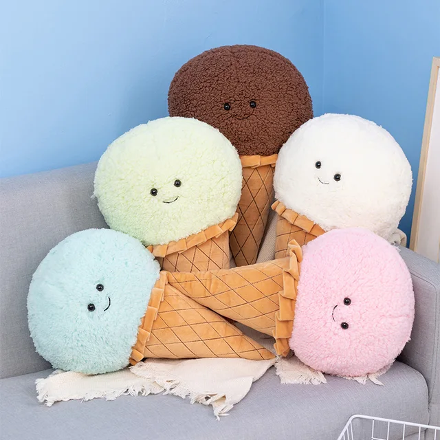 Kawaii sorvete crianças plushie sobremesa comida boneca bonito brinquedo  para pelúcia recheado boneca colorido travesseiro para crianças presente de