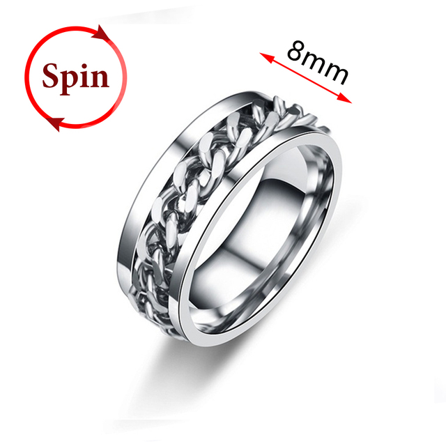 Fidget Spinner Rings For Women Men Spinning Rotating Stainless Steel Pubk Ring Anti Stress Accessories Men's Jewelry