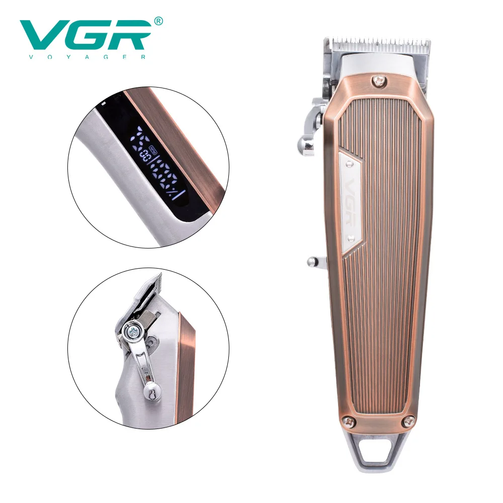 

VGR-667 Vintage Metal hair clipper LCD Digital Display High Power Oil Head Push Shear
