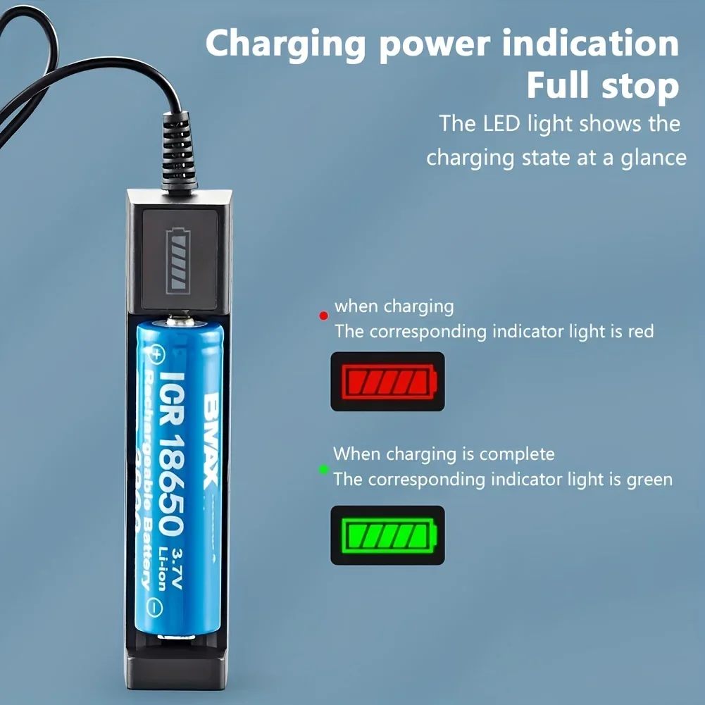 Charger Adapter Battery Charger Battery Charger Adapter 18650 Charger Charging 3.7V Li-ion Battery Charger USB Universal Smart 1 Slot Lithium Batteries Charging Adapter