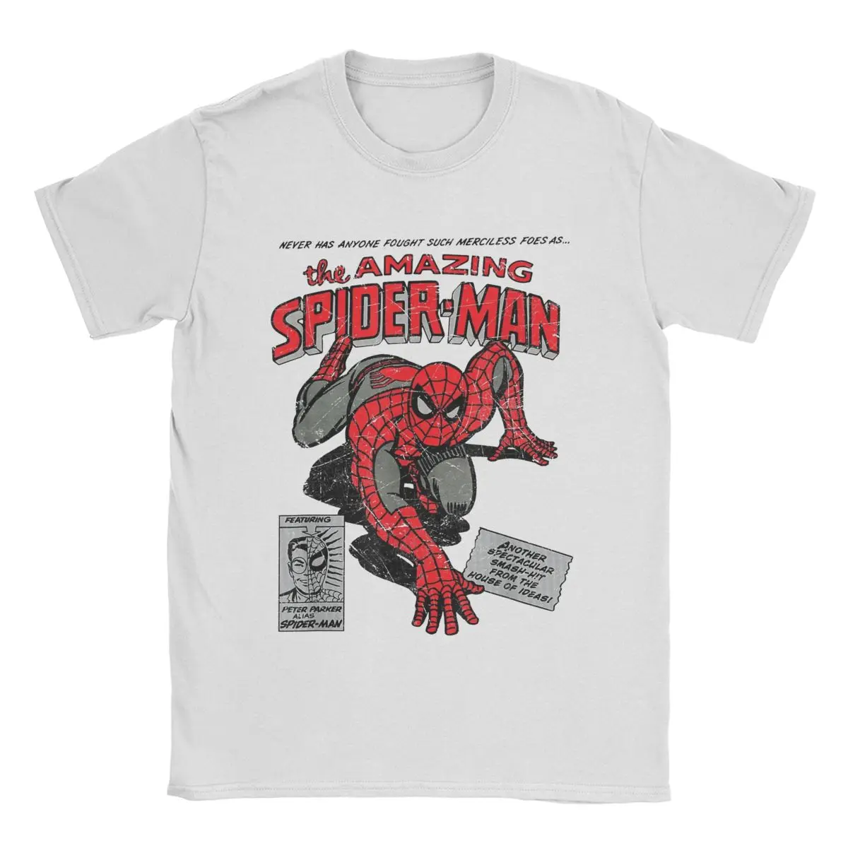 thumbnail image 1 of Camisetas creativas de Spiderman para hombres, camisa de cuello redondo, 100% algodón, Retro, cómic, película, regalo de cumpleaños, 1 of 5