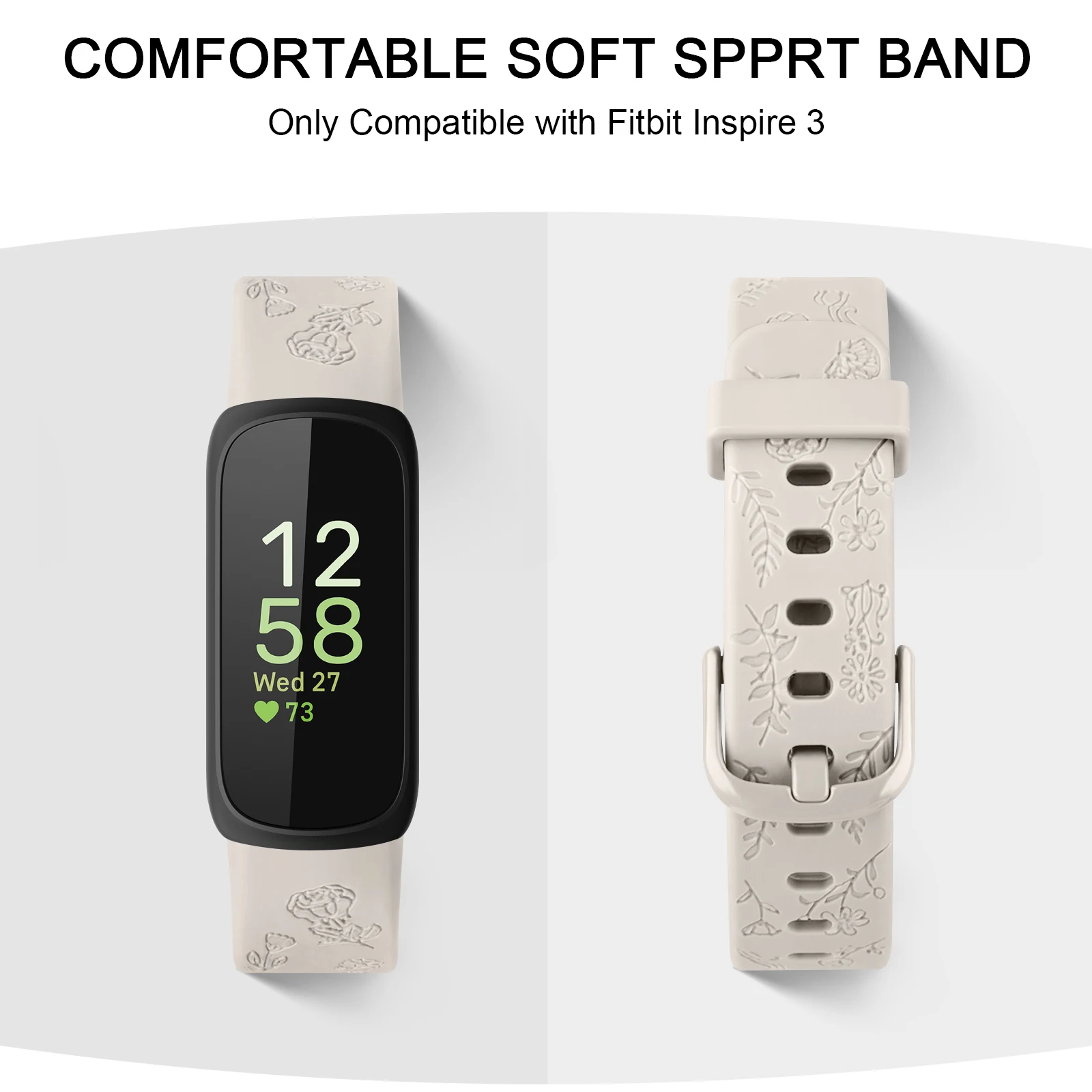 Engraved Floral Soft TPU Bracelet Wristband