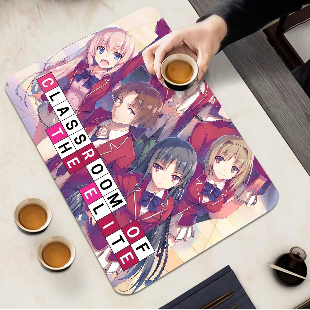 New Anime Classroom Of The Elite Quick Drying Dish Mat Printed Kitchen Tableware Coffee Draining Dinnerware Cup Bottle Placemat 2