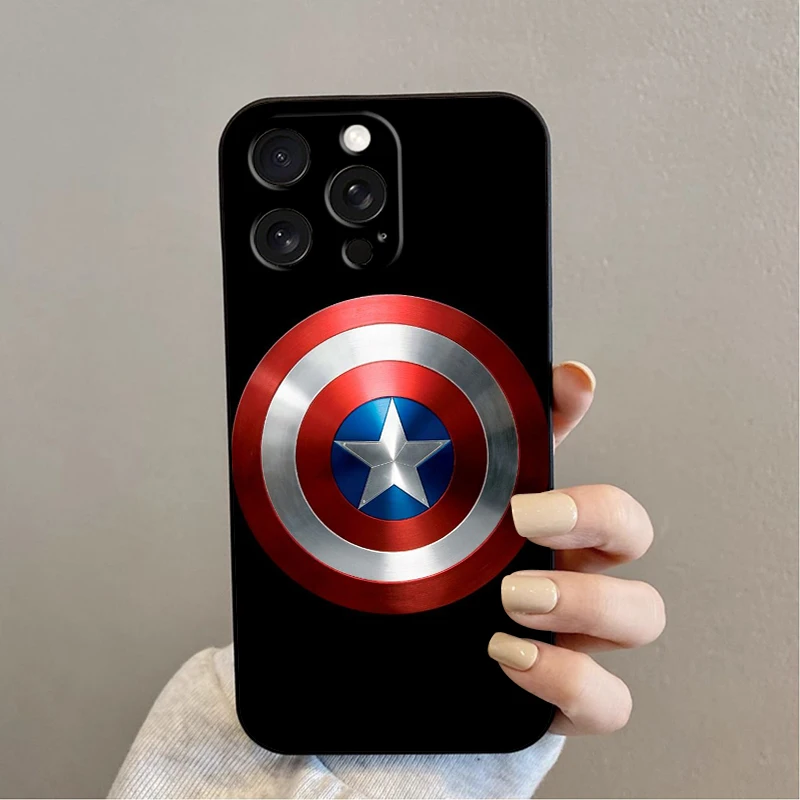 thumbnail image 1 of Marvel America capitán Cool para Apple iPhone 16 15 14 13 12 11 XS XR X Pro Max Plus Mini Funda negra para teléfono, 1 of 5