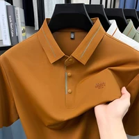 Luxe marque glace soie manches courtes polo shirt homme été mode lettre en Gaufrage confort respirant loisir haut de gamme T-shirt 4
