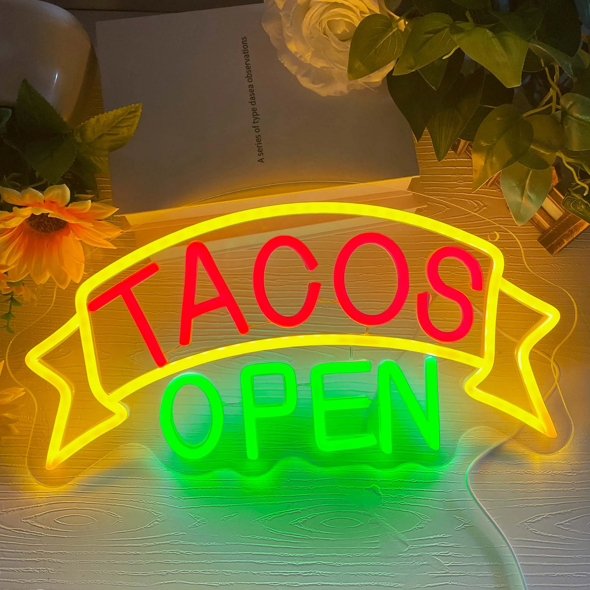 

Tacos Open LED Neon Sign Neon Light Mexican Food Neon Lights Street Food LED Sign Decor Tacos Shop Business Neon