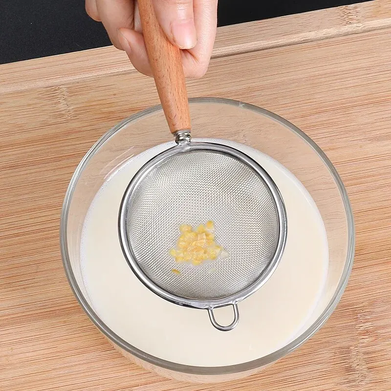 Stainless Steel Mesh Filter Spoon with Wooden Handle