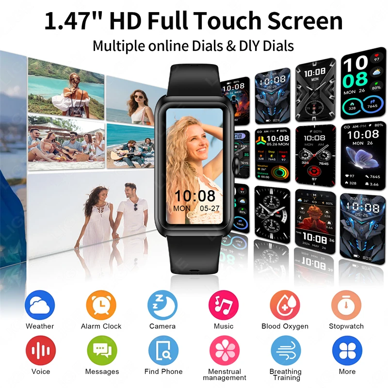 LIGE Fitness Watches for Women Men with Heart Rate Sleep Tracker Pedometer 1.47"Smart Watch Step Calorie Counter for Android iOS