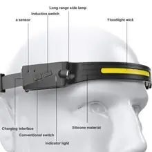 

COB LED Induction Riding Headlamp 1200mAh USB Rechargeable Lamp Hunting Flashlight Headlight Work Light 5 Modes Head Lamp Torch