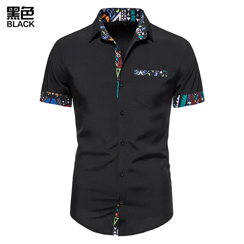 2024 Men's Casual Men's Shirt Lapel Short Sleeve Shirt Comfortable Casual Daily Wear Top Fashion Button Design