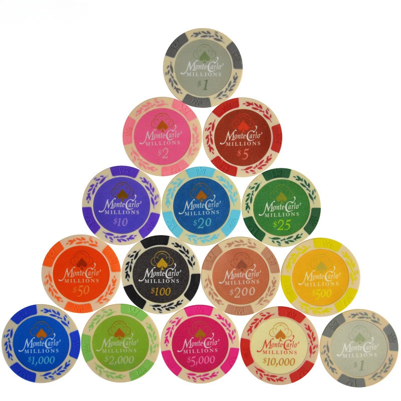 Texas Poker Chips Clay Composite Inner Metal Coins Wheat Ears Crown Pattern Baccarat Casino Upscale Accessories 25pcs poker chips