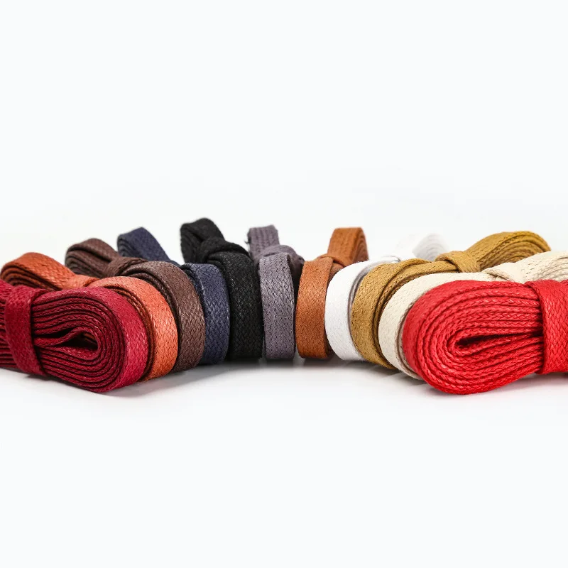 Lacets Plats En Coton Ciré Miscly - Pour Bottes Et Baskets, Plusieurs Tailles/Couleurs