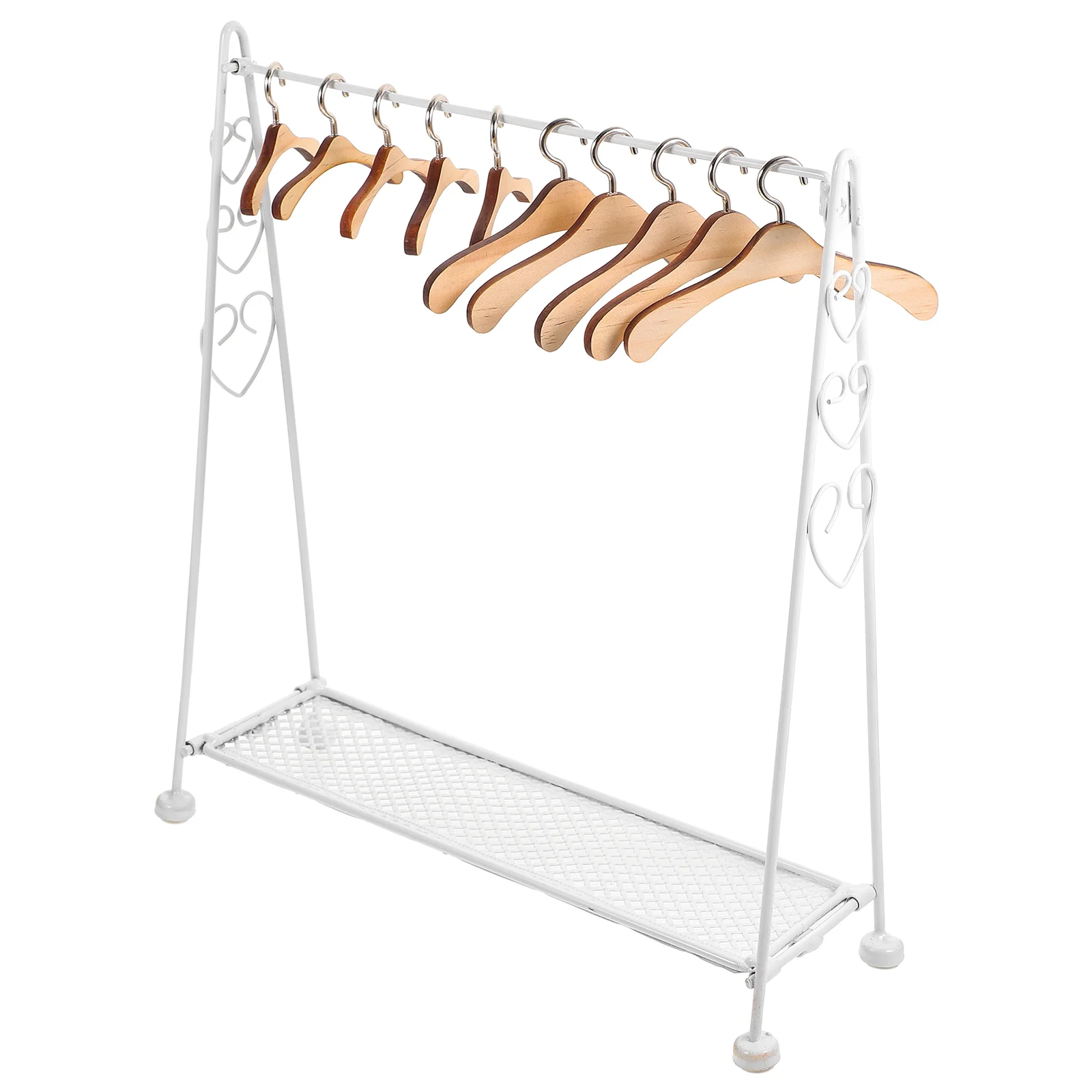 Doll Garment Rack Wood Hangers Miniature Clothes Rack Doll Apparel Clothes Hangers Dollhouse Dress Outfit Wardrobe high quality wood four layer earring jewelry display stand for female pendent ring bracelet jewellery showcase rack organizers