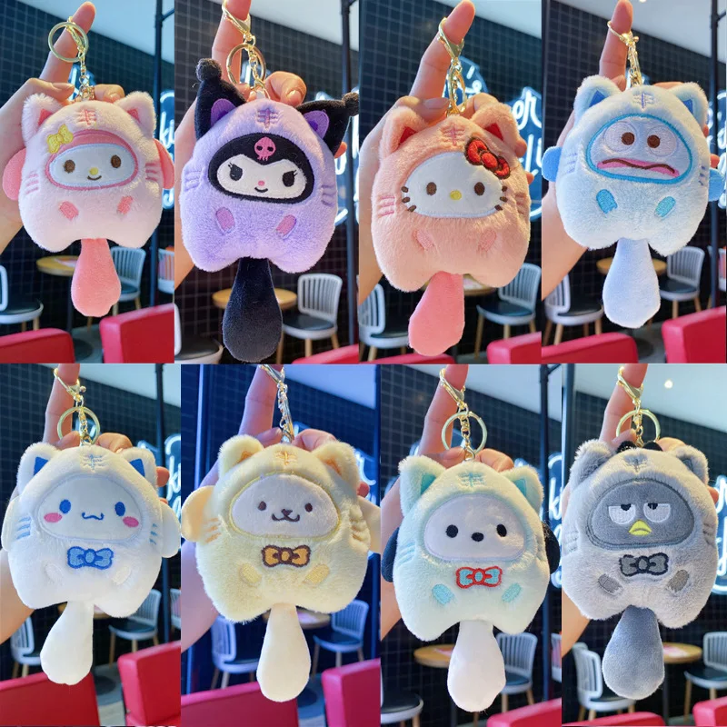 

Sanrio Plushie Stuff Kawaii Hello Kitty Kuromi Melody Plush Doll Toy Cartoon Pachacco Plush Keychain Pendant for Child Girl Gift
