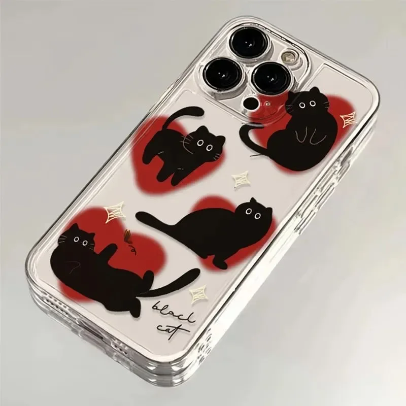Love Heart Black Cat Phone Case